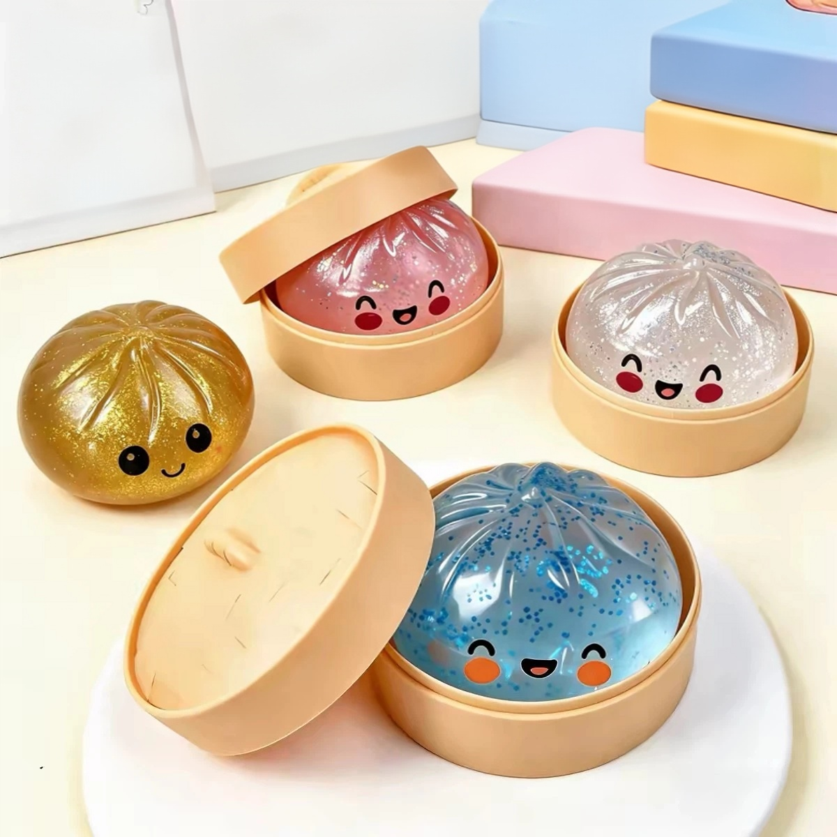Cute, realistic steamed bun stress-relief squeeze toy—the ultimate stress buster.
