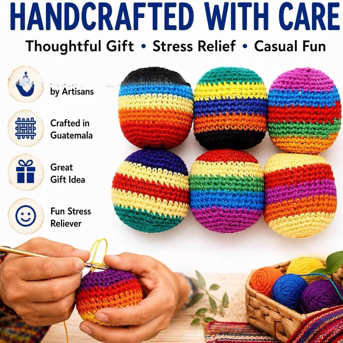 Set of assorted hand-woven beanbags filled with pellets