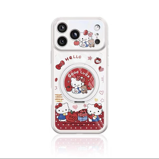 Strawberry Cat Rotating Magnetic Stand Phone Case