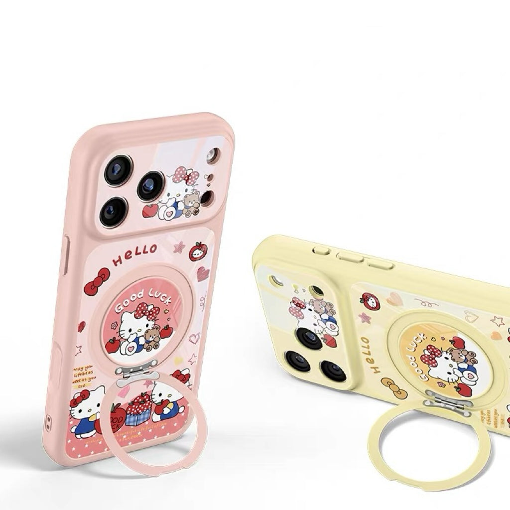 Strawberry Cat Rotating Magnetic Stand Phone Case