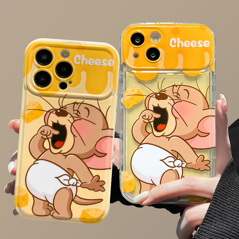 Cute Mouse Pendant Phone Case with Flip-Mirror