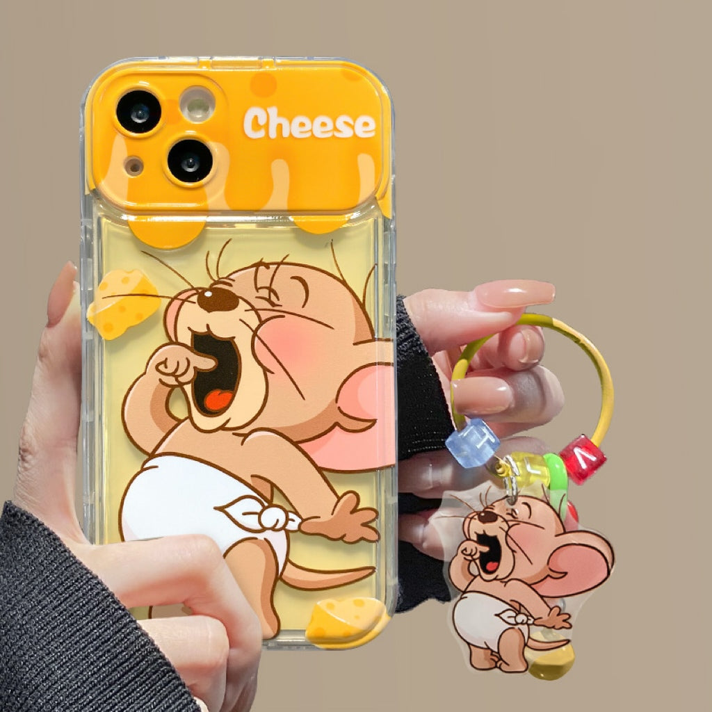 Cute Mouse Pendant Phone Case with Flip-Mirror