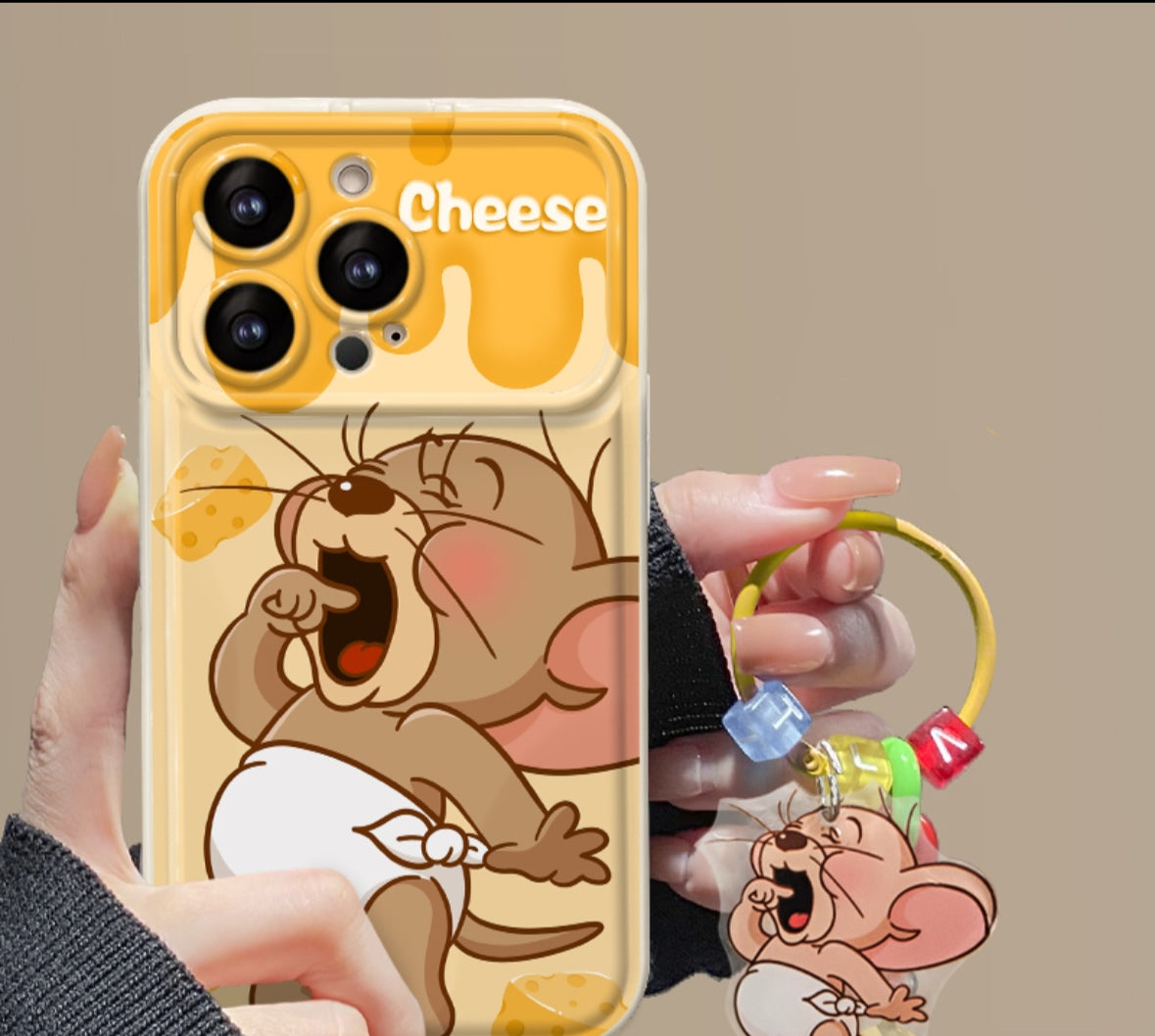 Cute Mouse Pendant Phone Case with Flip-Mirror