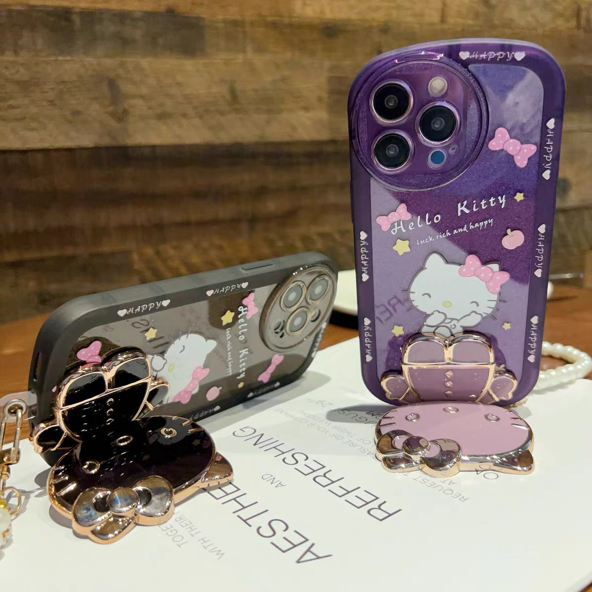 Hello Kitty Mirror + Kickstand + Wrist Strap Phone Case for Android