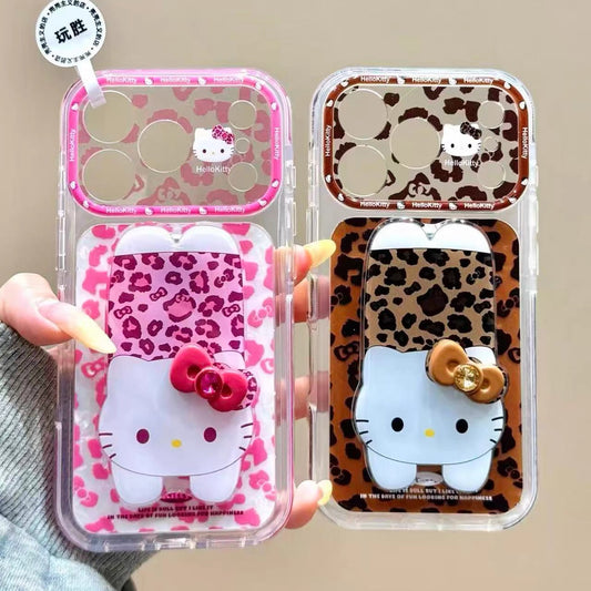 Cute Pink-Brown Hello Kitty Bow Kickstand Phone Case