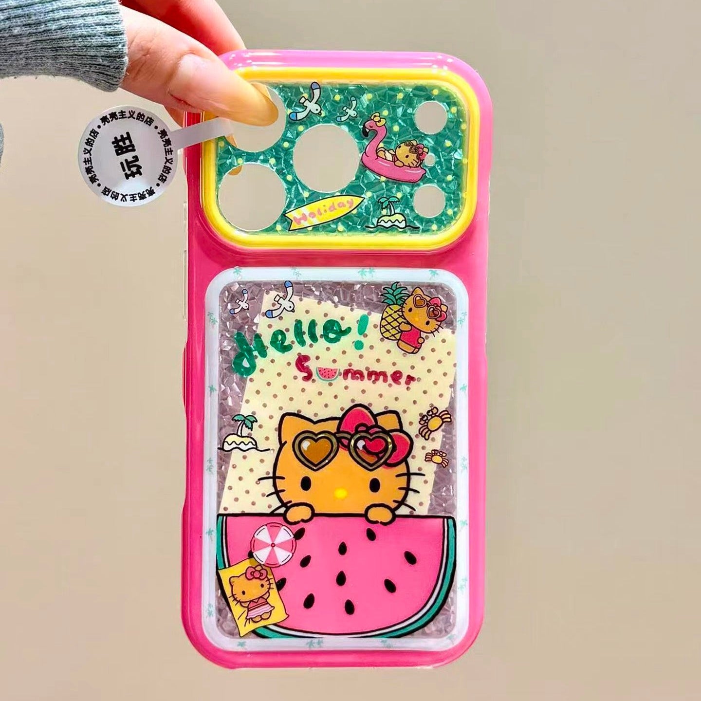 Cute cartoon polka-dot watermelon Hello Kitty phone case