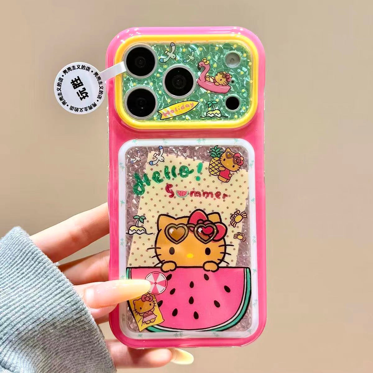 Cute cartoon polka-dot watermelon Hello Kitty phone case
