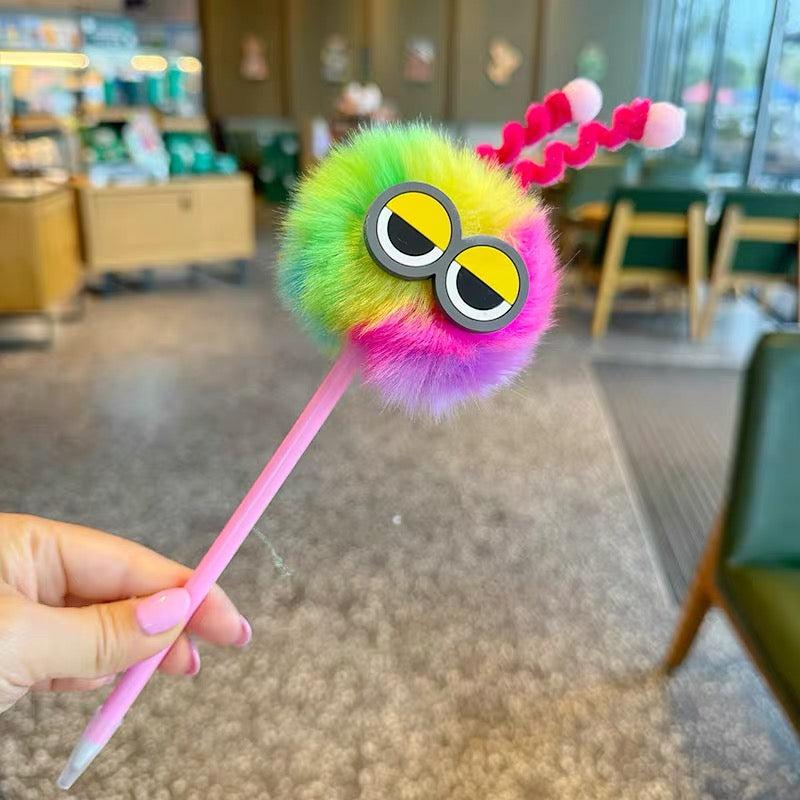 Super Cute Pom-Pom Ballpoint Pen with Braided Detail – Perfect Student Gift
