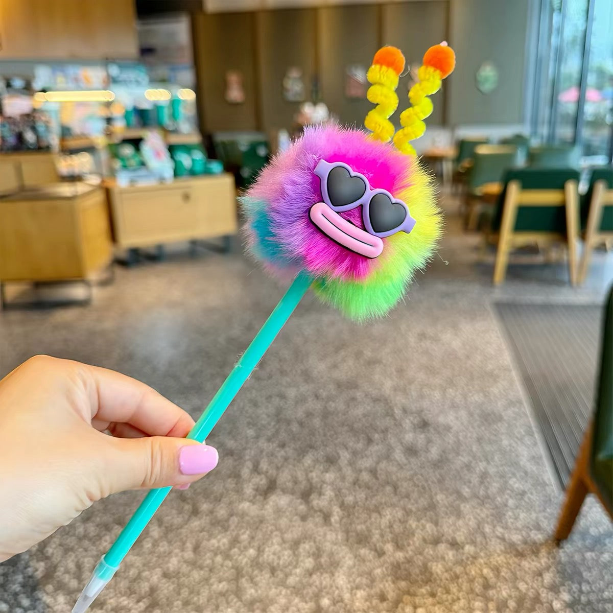 Super Cute Pom-Pom Ballpoint Pen with Braided Detail – Perfect Student Gift