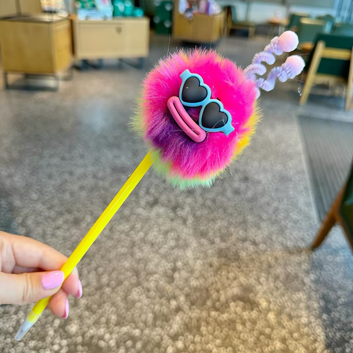 Super Cute Pom-Pom Ballpoint Pen with Braided Detail – Perfect Student Gift