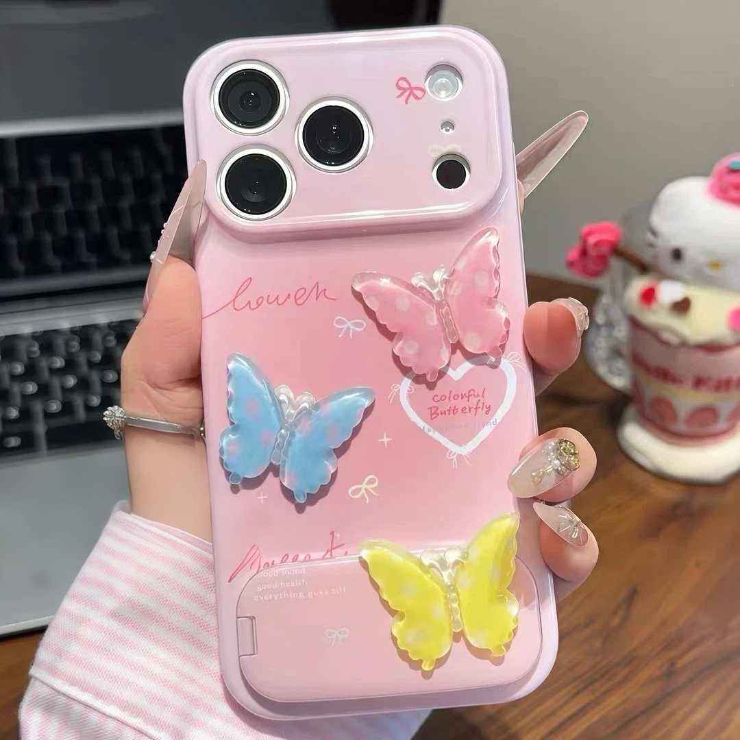 Watercolor-style bow mirror-stand phone case