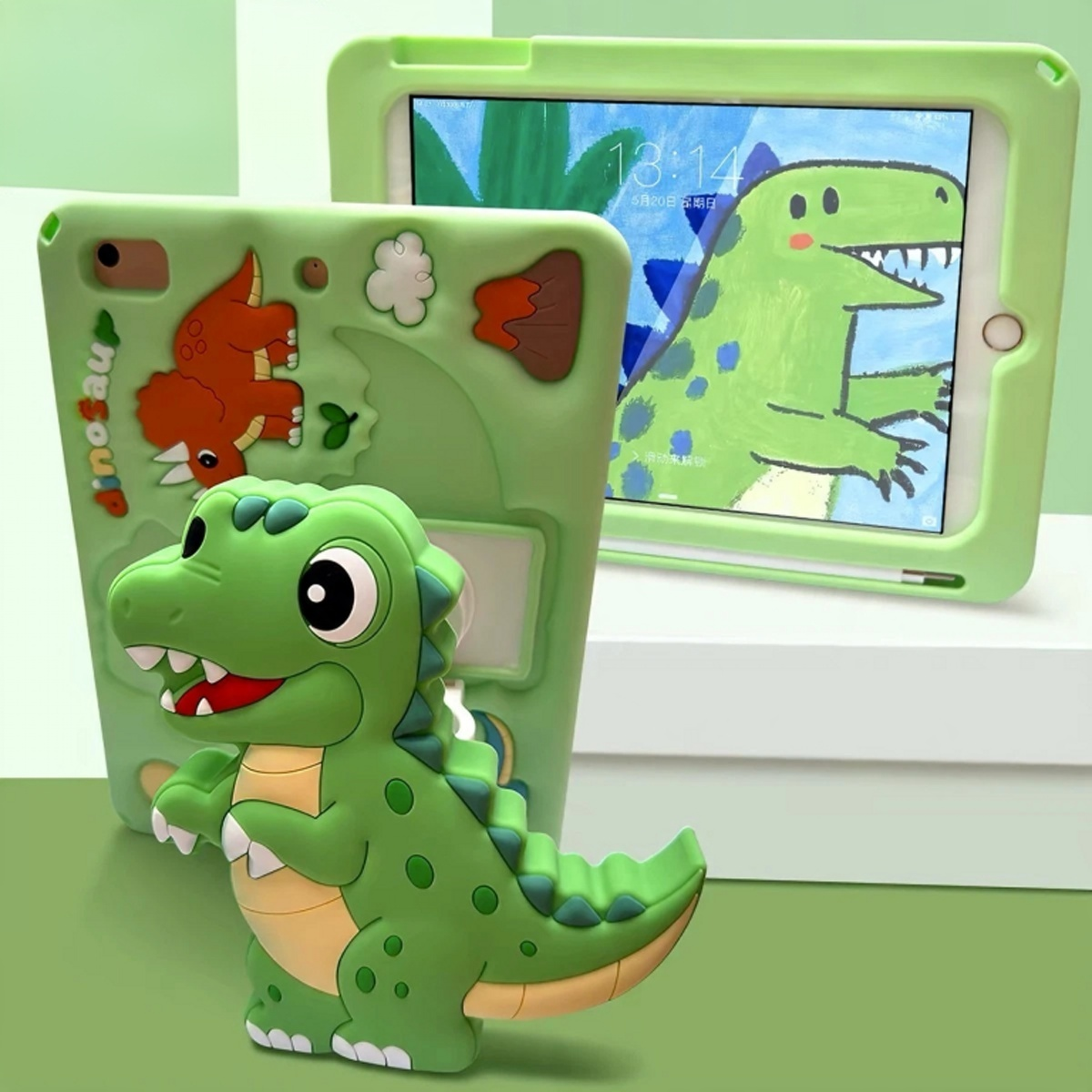 iPad case with pencil holder, 360-degree rotation, and adjustable stand—suitable for Apple iPad.