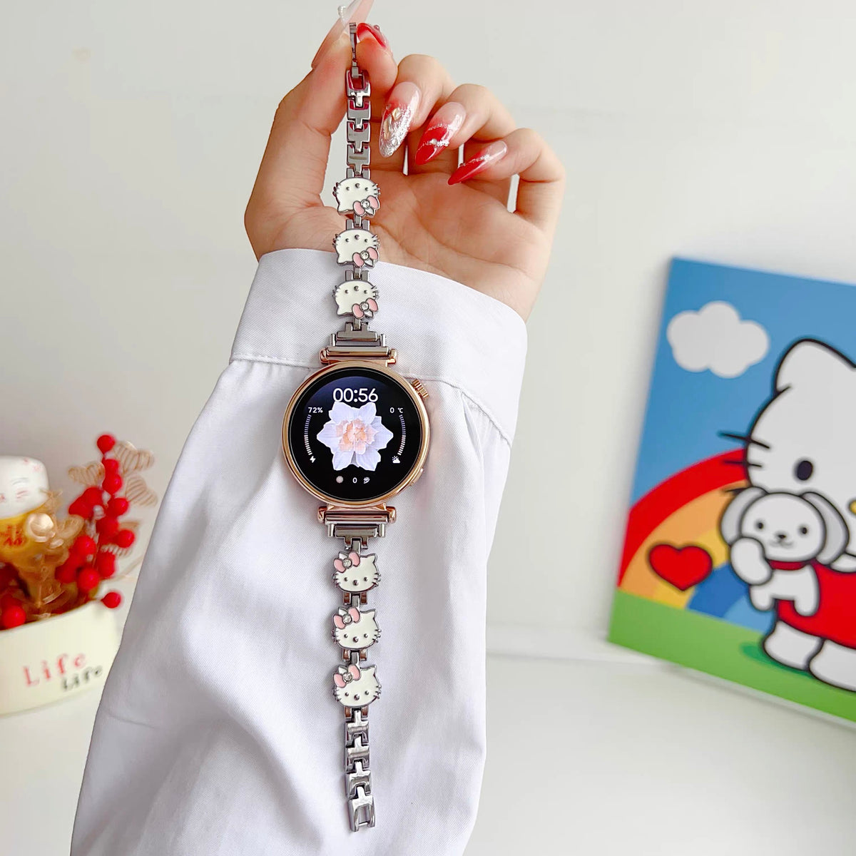 Hello Kitty watch bands compatible with Samsung Galaxy Watch 4, 5, 6, and 7 series.