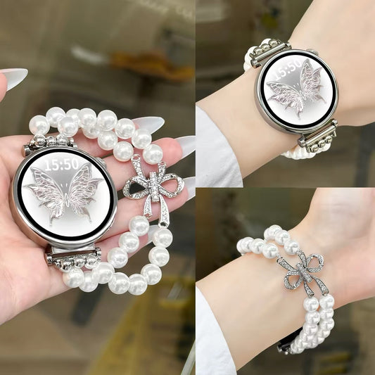 Bow and Pearl Watch Band for Samsung Galaxy Watch 9/8/7/6/5/4
