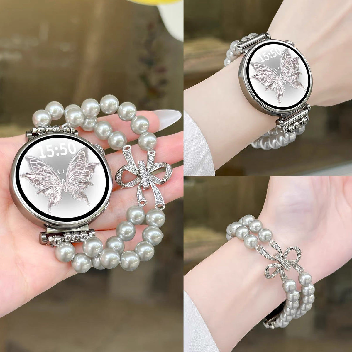 Bow and Pearl Watch Band for Samsung Galaxy Watch 9/8/7/6/5/4