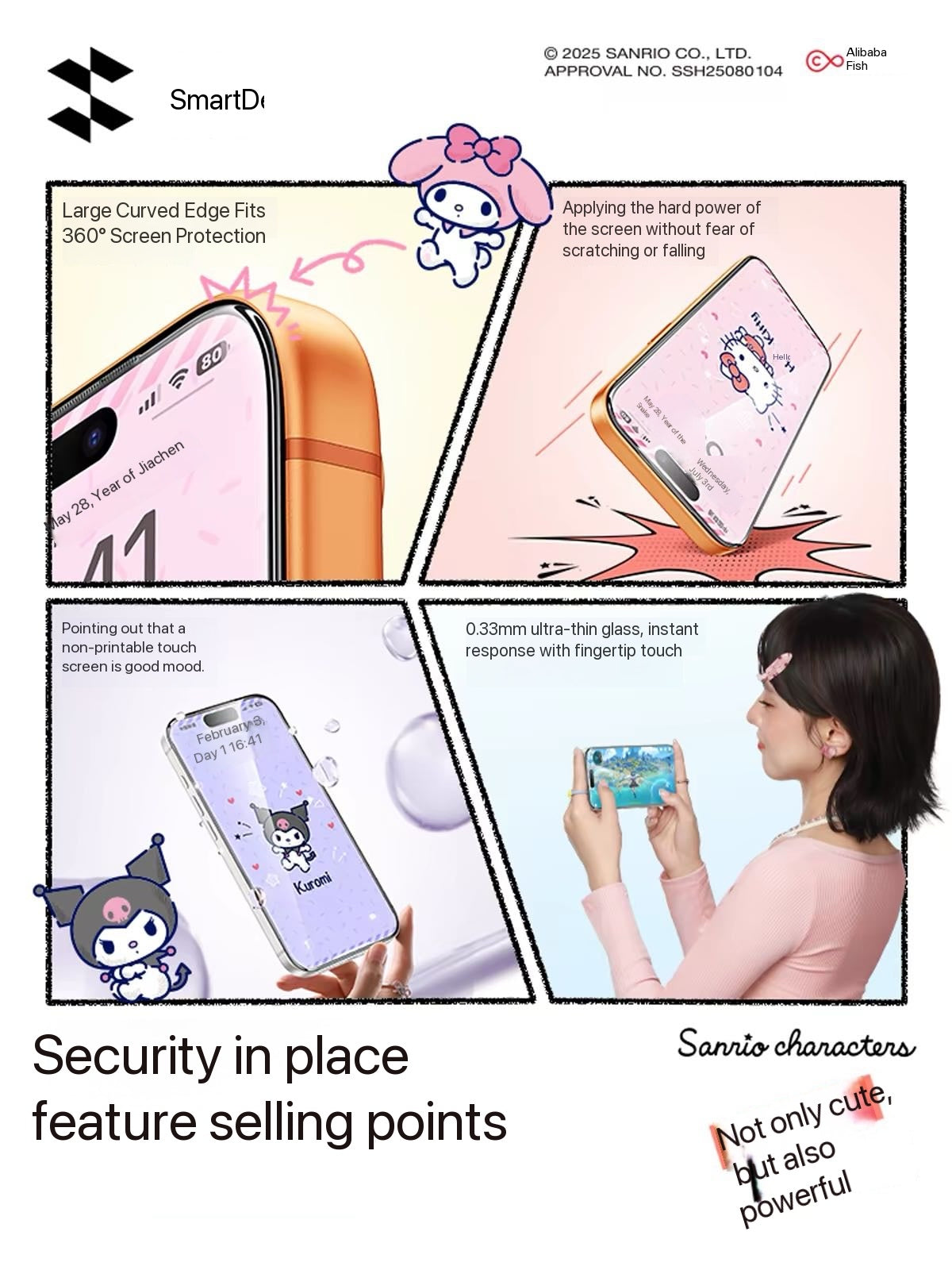 Hello Kitty tempered glass screen protector for iPhone