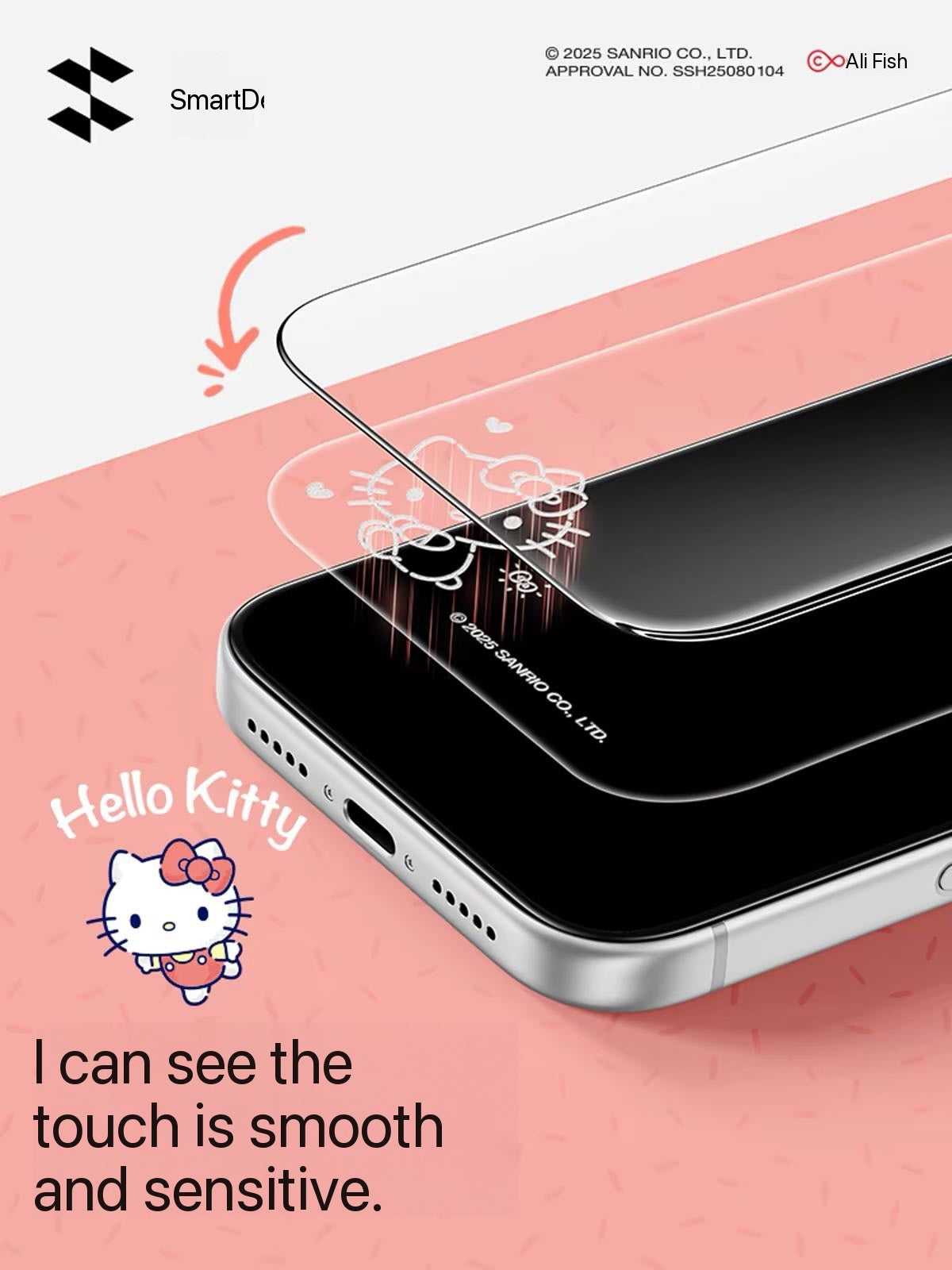 Hello Kitty tempered glass screen protector for iPhone