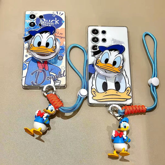 Magnetic Stand + Wrist Strap Phone Case for Samsung (Donald Duck Design)