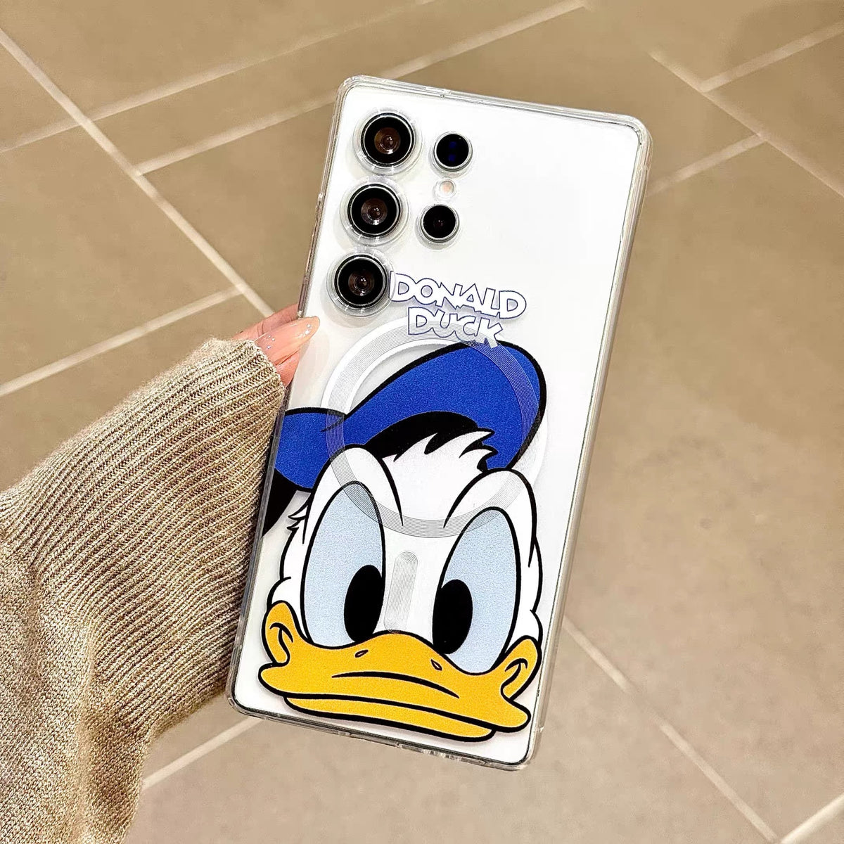 Magnetic Stand + Wrist Strap Phone Case for Samsung (Donald Duck Design)