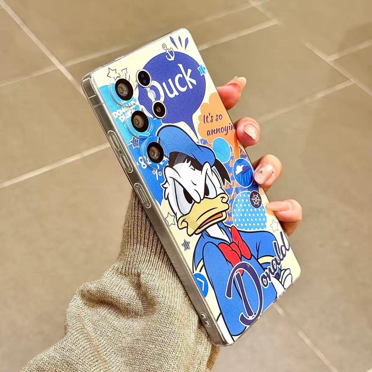 Magnetic Stand + Wrist Strap Phone Case for Samsung (Donald Duck Design)