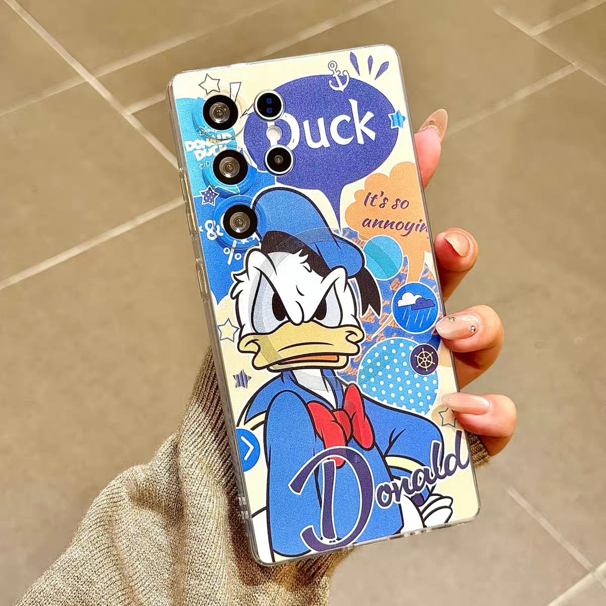 Magnetic Stand + Wrist Strap Phone Case for Samsung (Donald Duck Design)