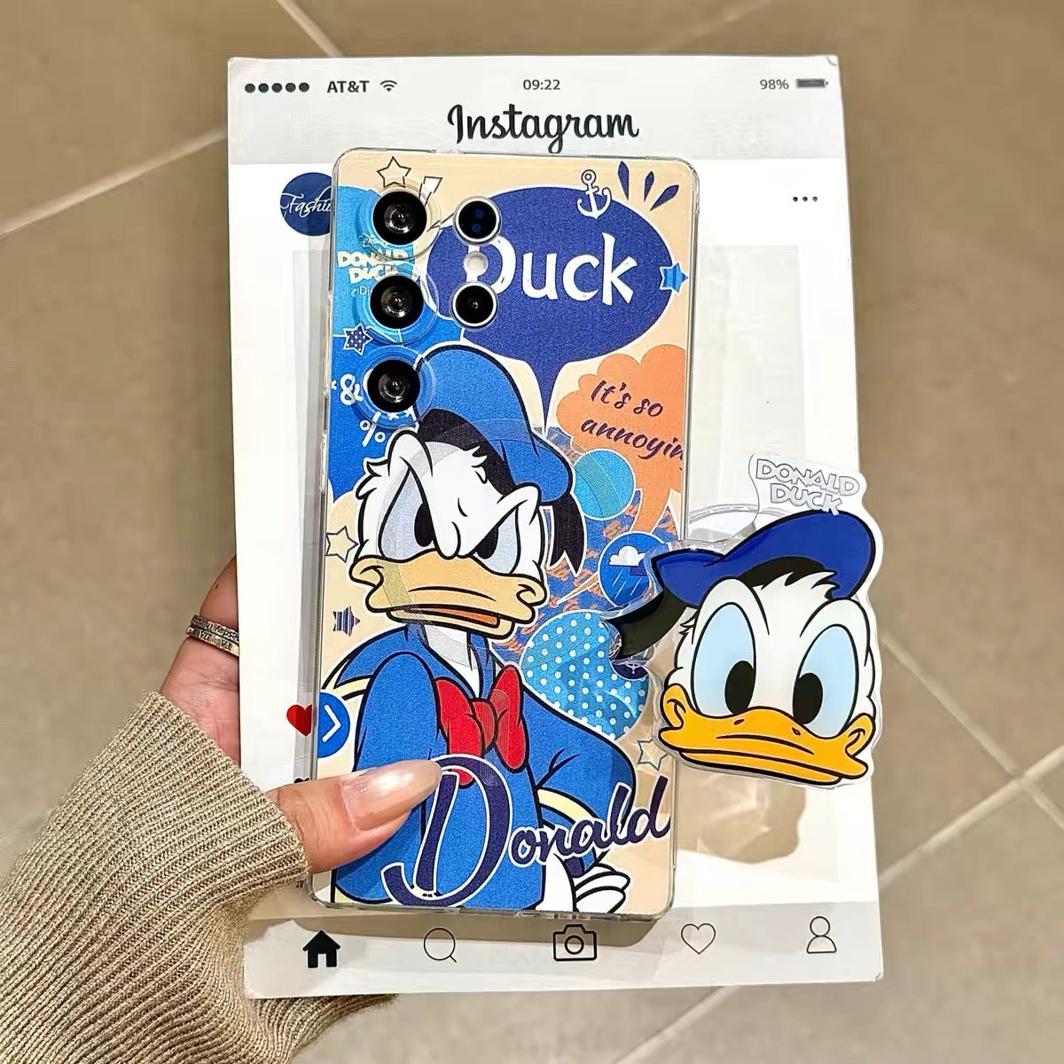 Magnetic Stand + Wrist Strap Phone Case for Samsung (Donald Duck Design)