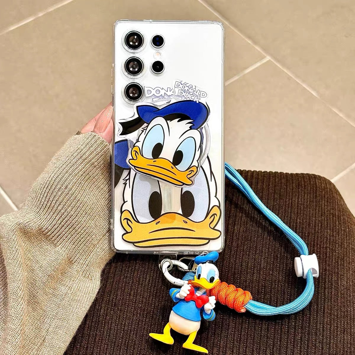 Magnetic Stand + Wrist Strap Phone Case for Samsung (Donald Duck Design)
