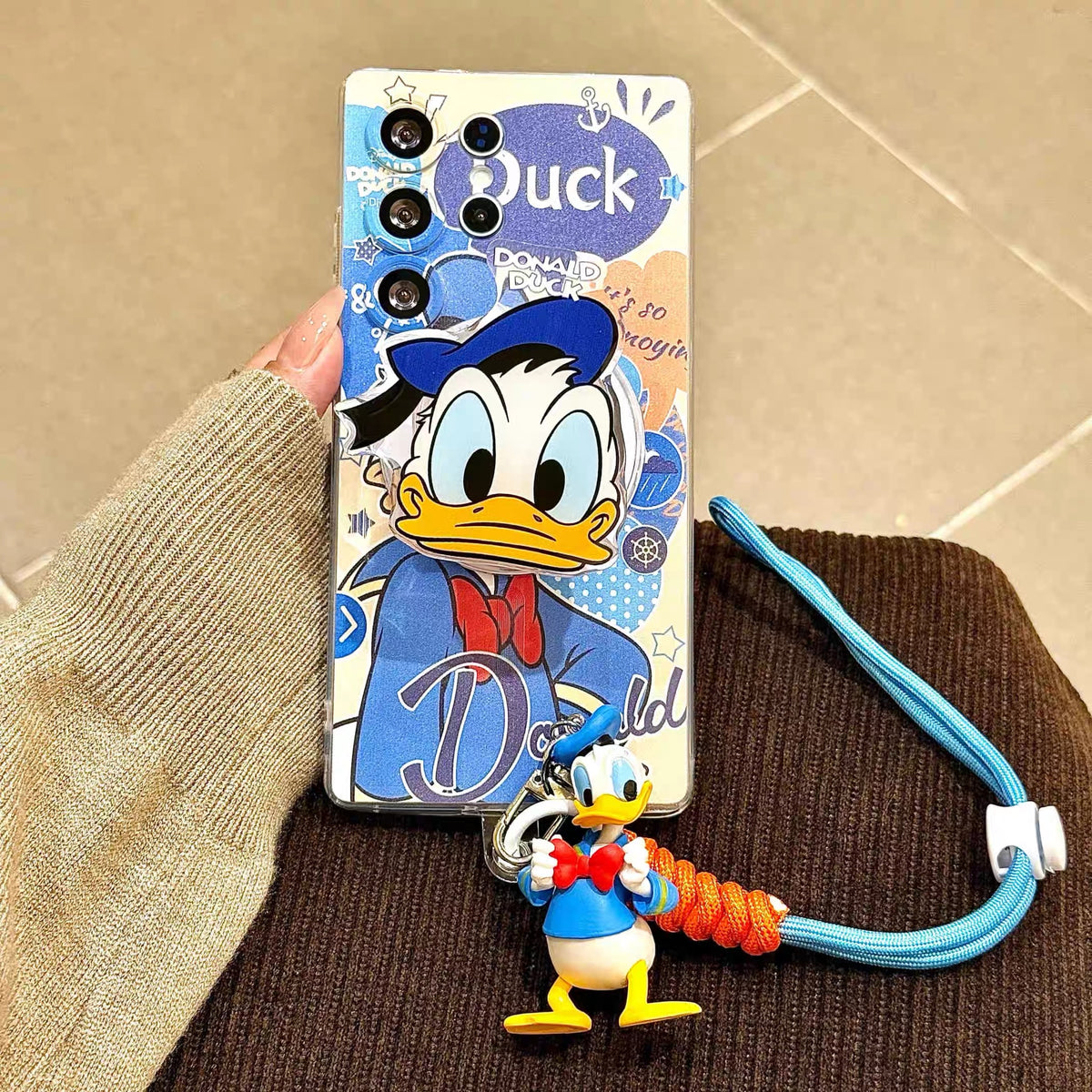 Magnetic Stand + Wrist Strap Phone Case for Samsung (Donald Duck Design)