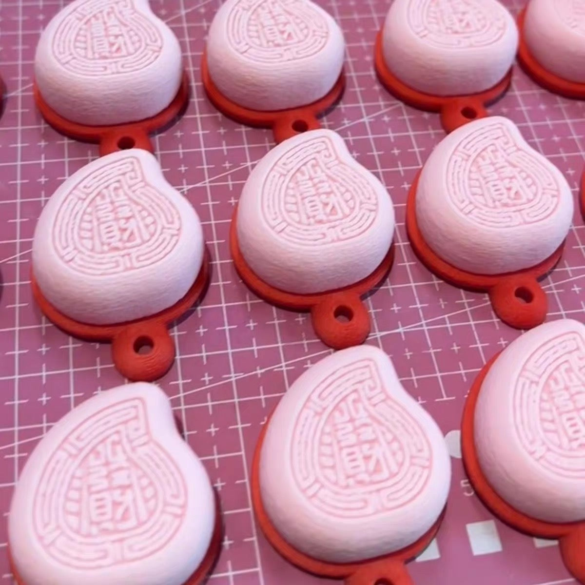 "Red Peach-Shaped Pastry" Charm: Stress-Reliever, Good Luck/Safety Amulet, Keychain, and Fridge Magnet