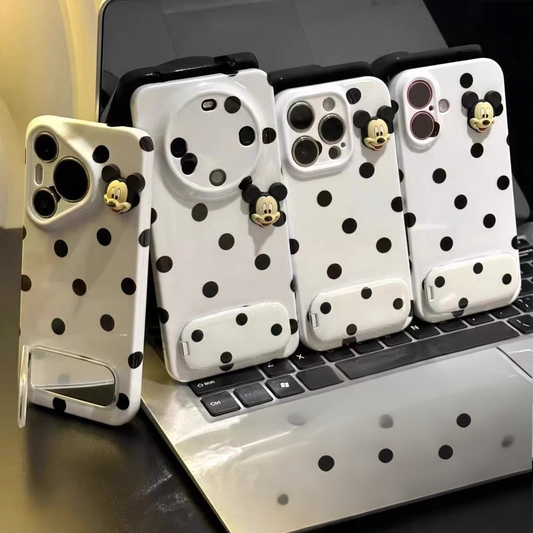 Polka-dot Mickey mirror-stand phone case
