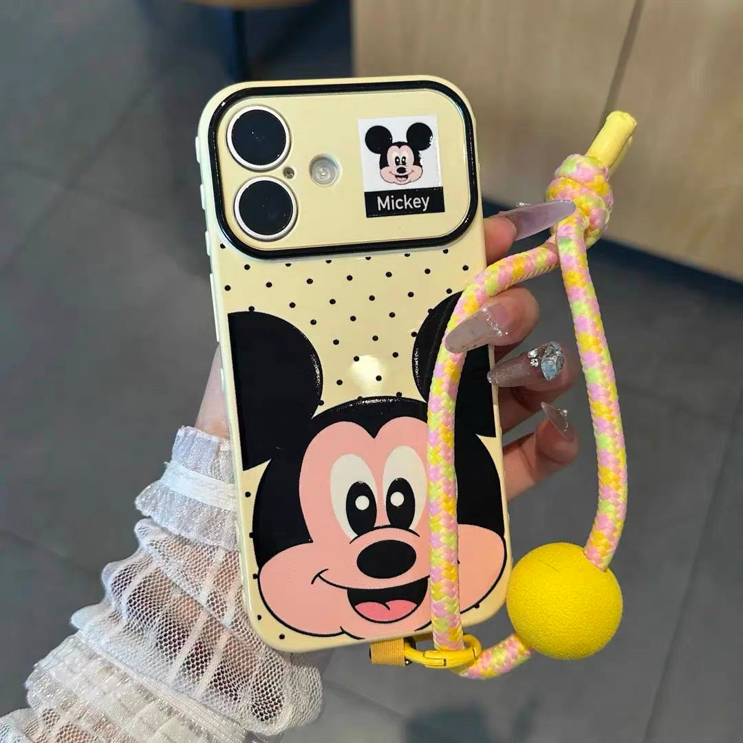 Polka-dot Mickey & Donald Duck colorful lanyard phone case