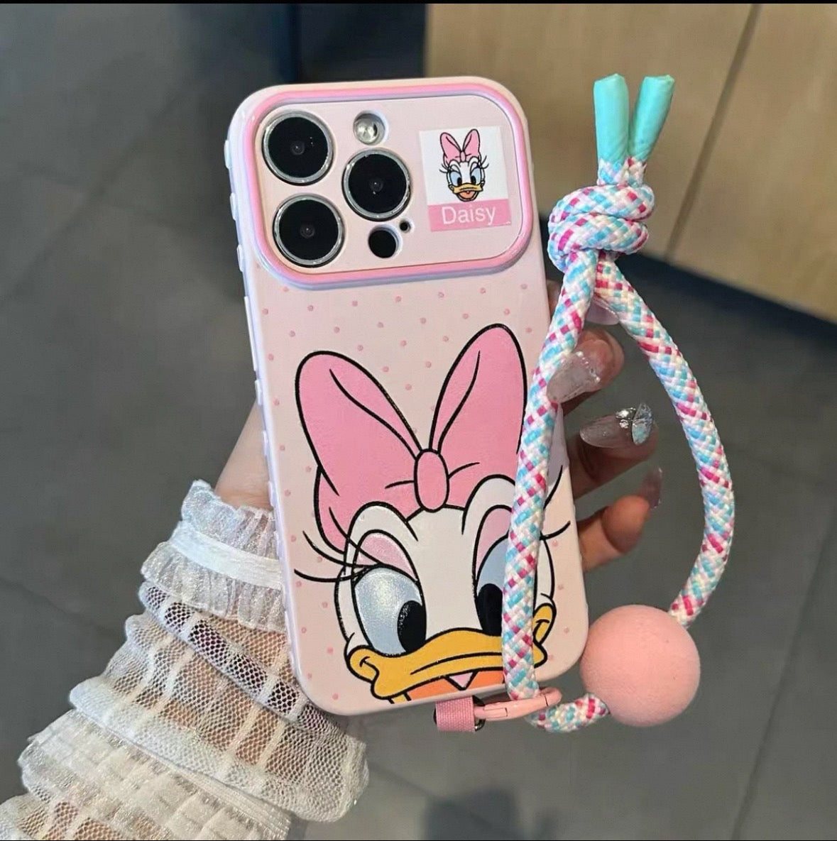 Polka-dot Mickey & Donald Duck colorful lanyard phone case