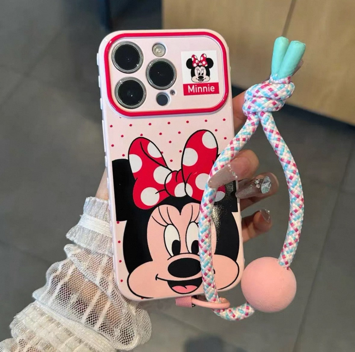Polka-dot Mickey & Donald Duck colorful lanyard phone case