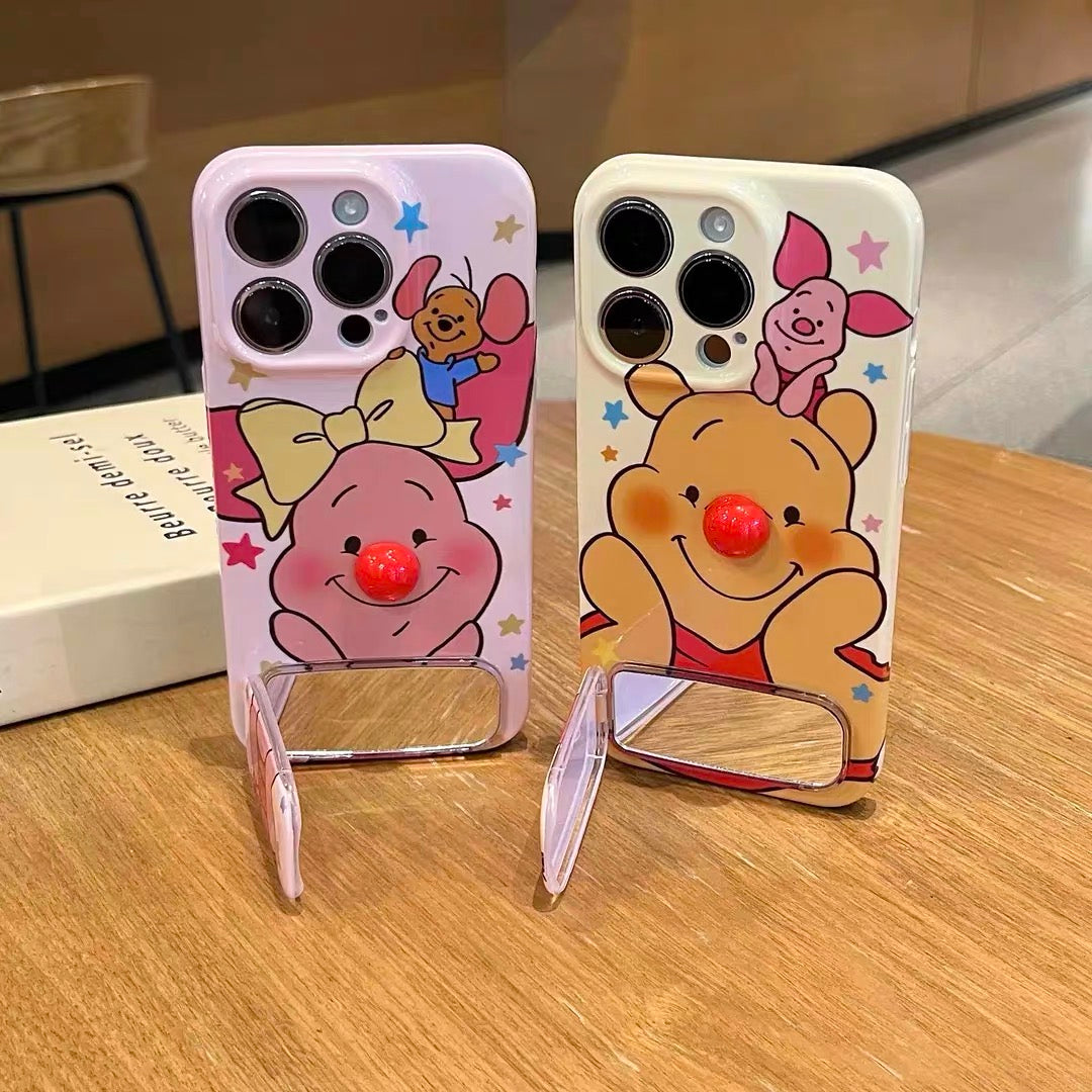 Anduoweini Piggy Mirror Stand Phone Case