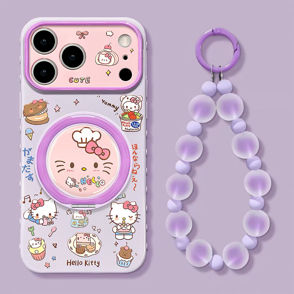 Cake Hello Kitty Phone Case with Bracelet and Stand