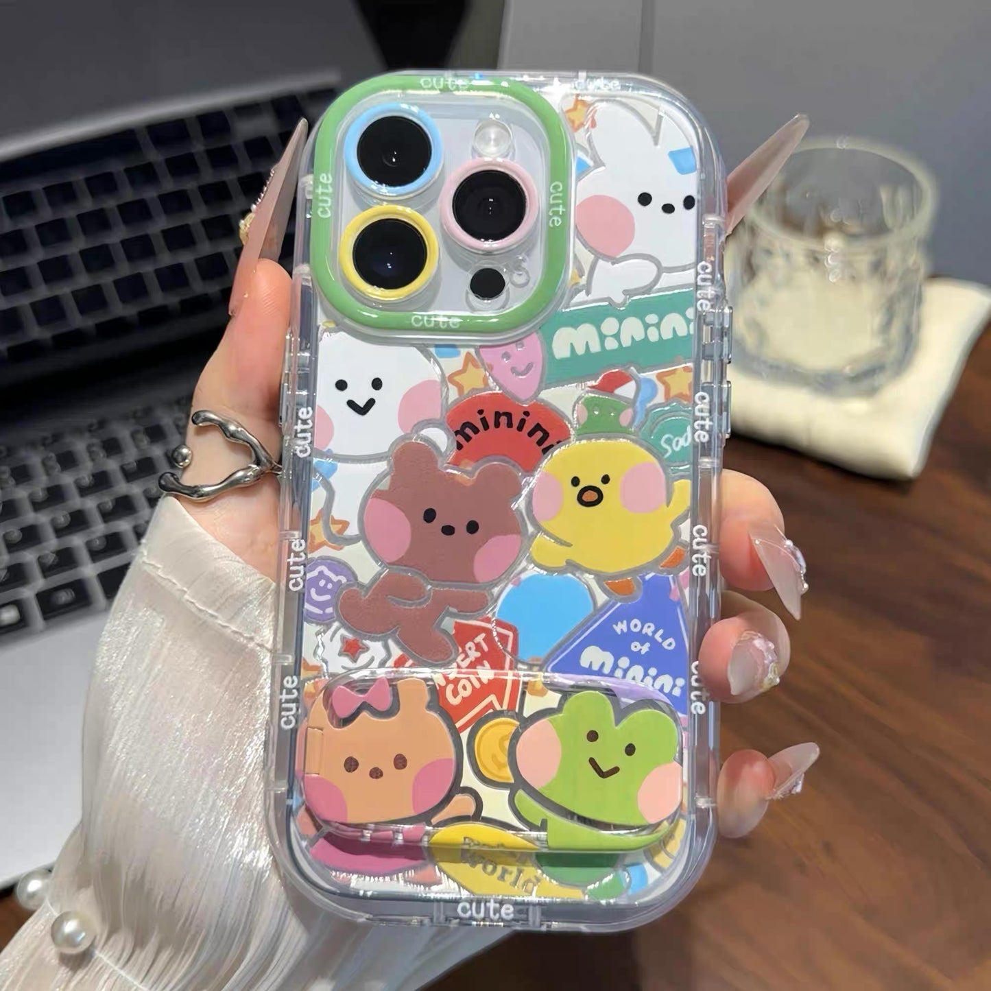 Cartoon frog stand phone case