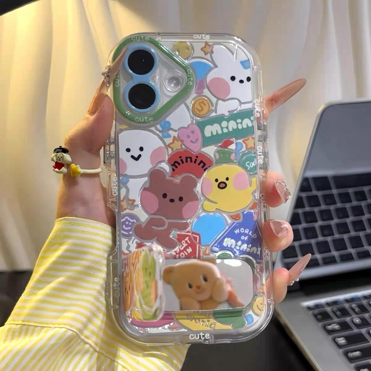 Cartoon frog stand phone case