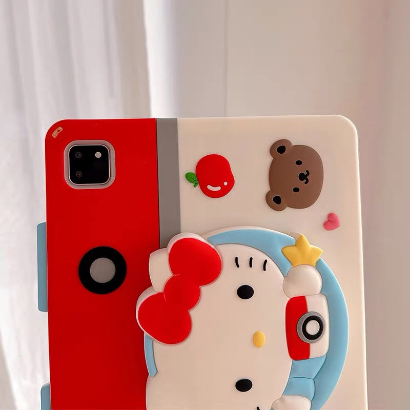 Hello Kitty Rotating Foldable Stand Case for iPad with Stylus Holder & Lanyard