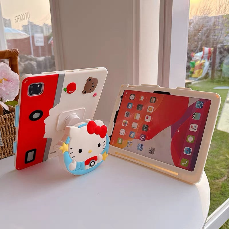 Hello Kitty Rotating Foldable Stand Case for iPad with Stylus Holder & Lanyard