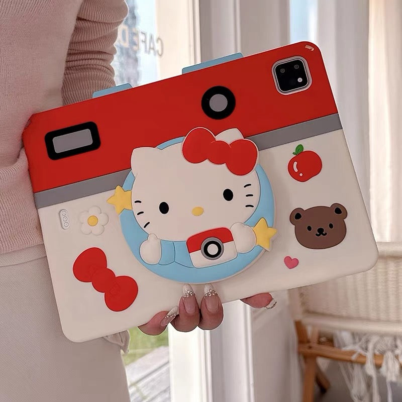 Hello Kitty Rotating Foldable Stand Case for iPad with Stylus Holder & Lanyard