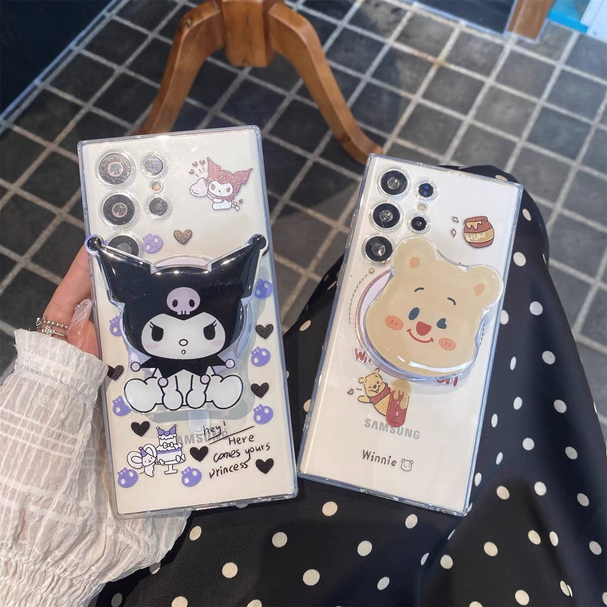 Suitable for Samsung phone cases with Kuromi or Winnie the Pooh stands.