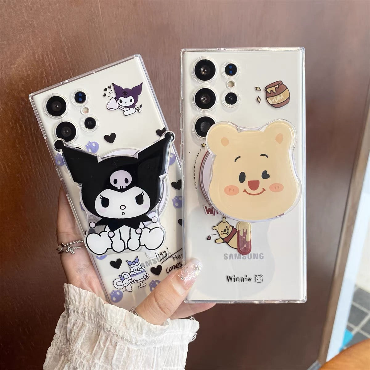 Suitable for Samsung phone cases with Kuromi or Winnie the Pooh stands.