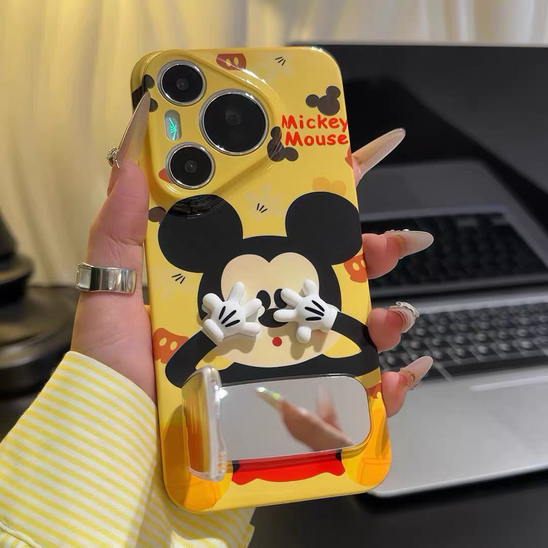 Android Phone Case with Mickey Mirror Stand (Face-Covering Design)