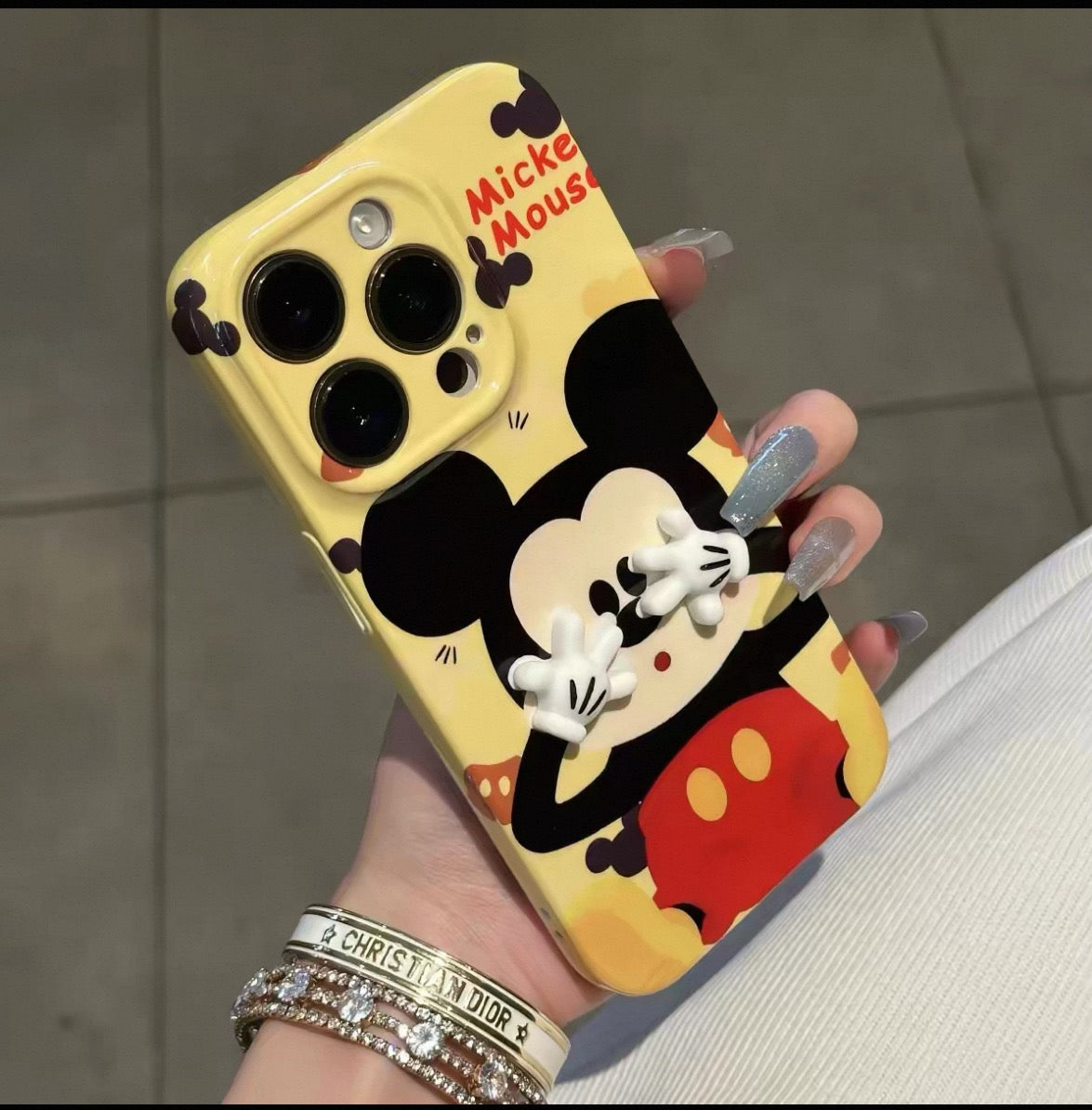 Cartoon Mickey face-covering mirror stand phone case