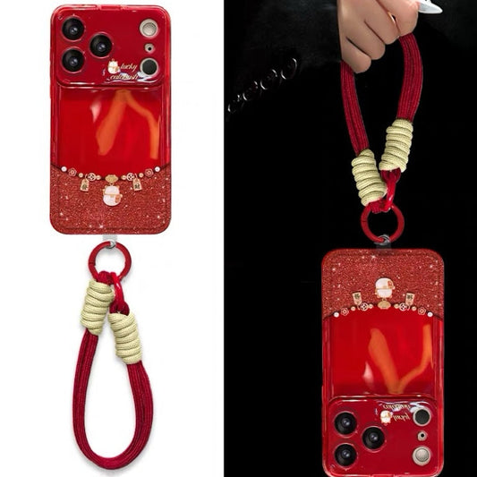 Lucky Cat Flip-Mirror Phone Case with Lanyard