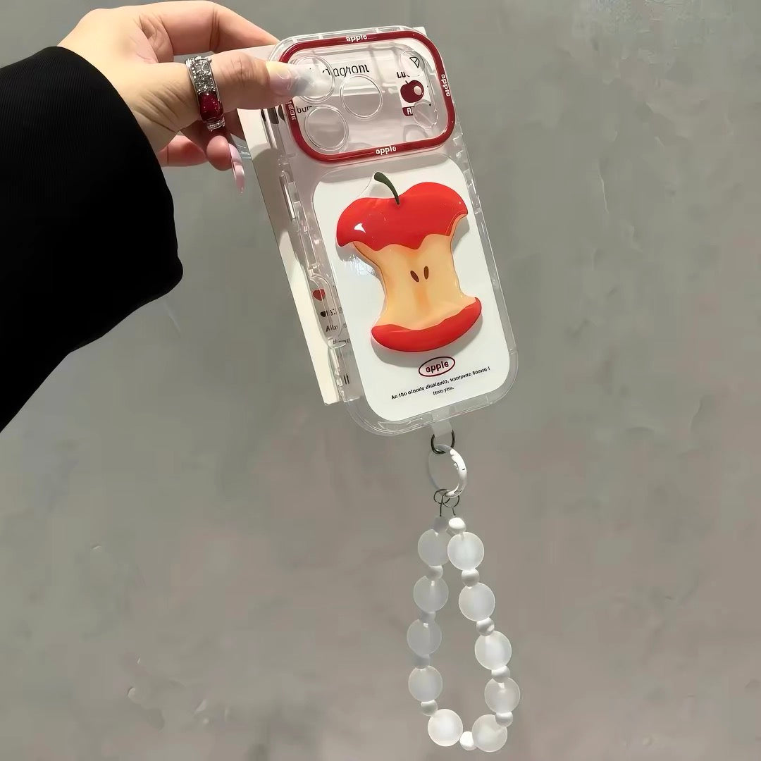 Phone case with 3D fruit charms and a hanging chain
