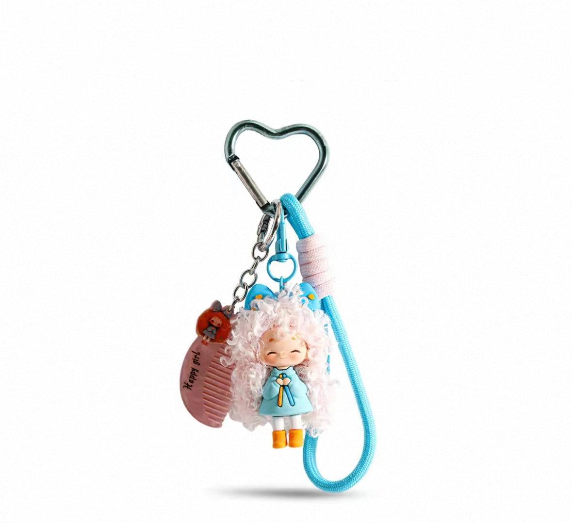Cute curly-haired girl bag charm plush toy ornament