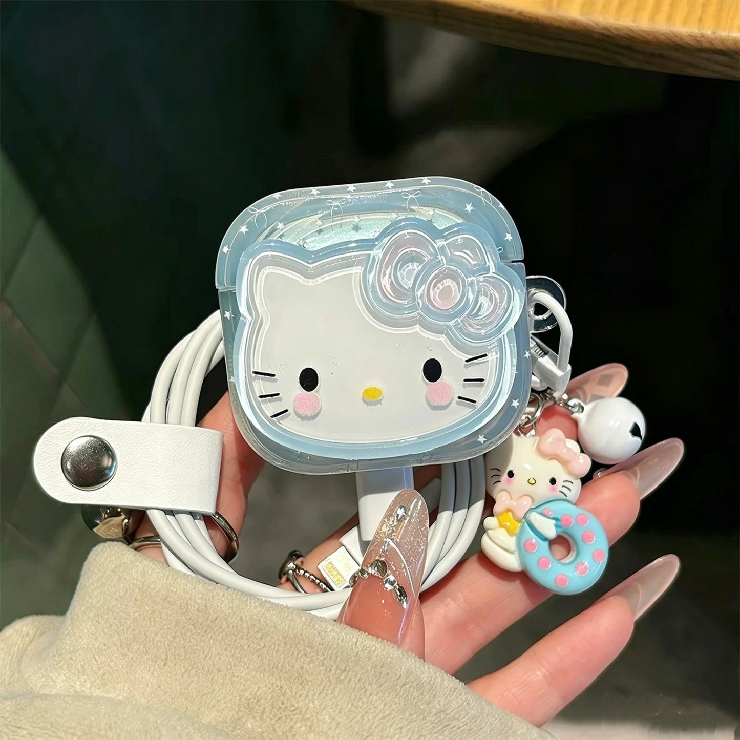 Ice-clear milky blue Apple earphone protective case