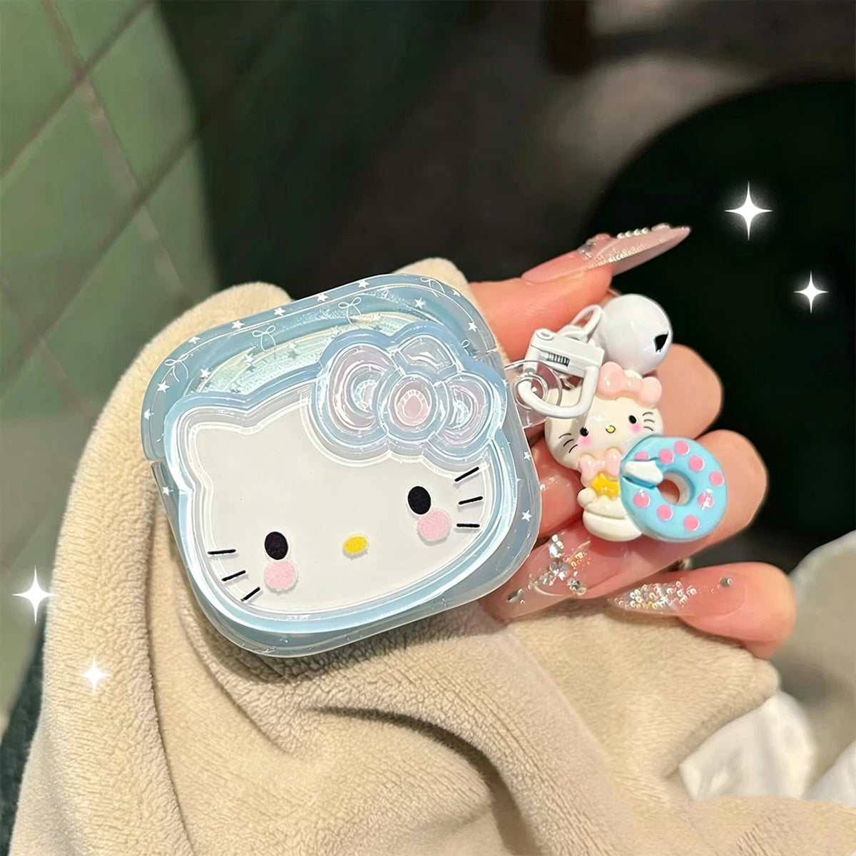 Ice-clear milky blue Apple earphone protective case