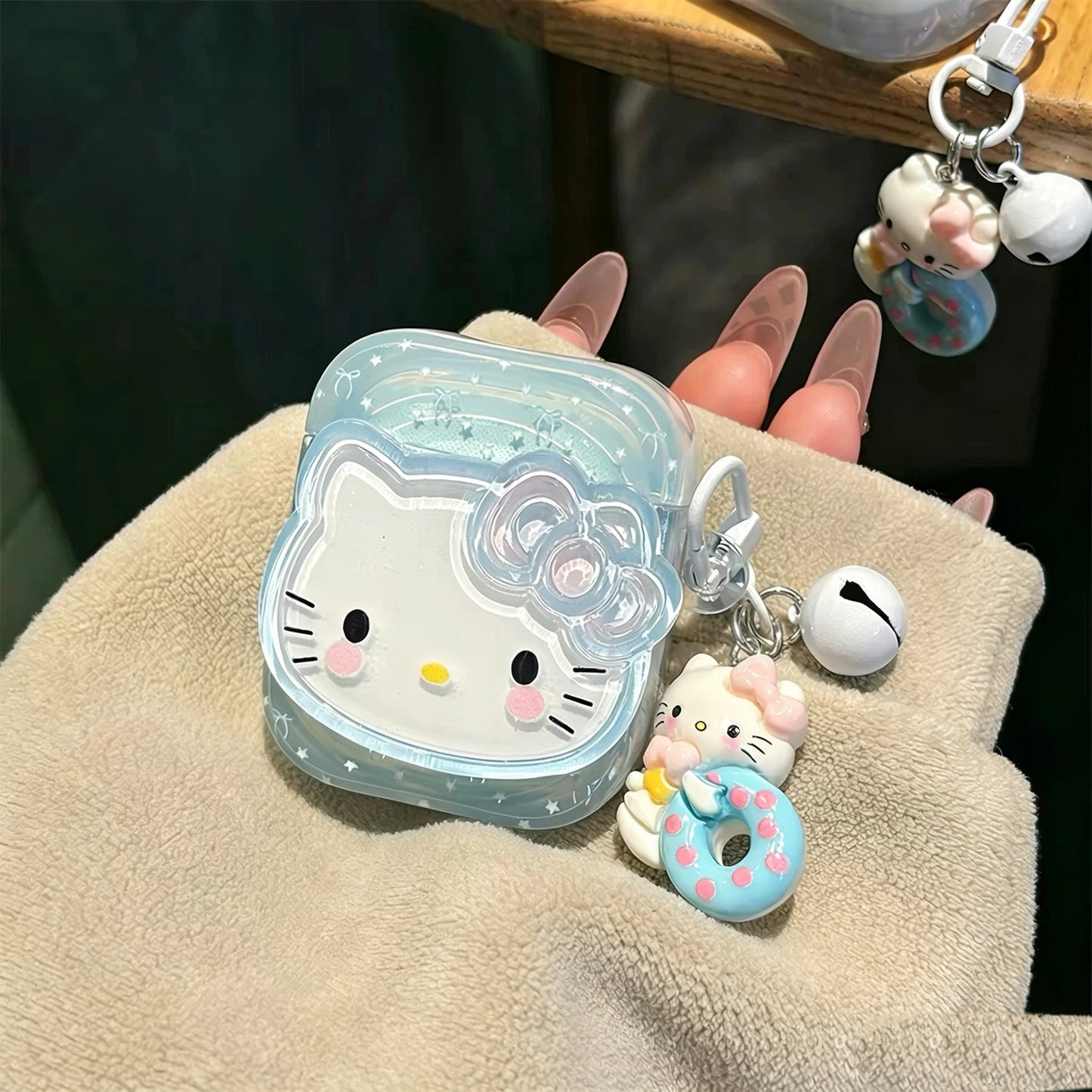 Ice-clear milky blue Apple earphone protective case